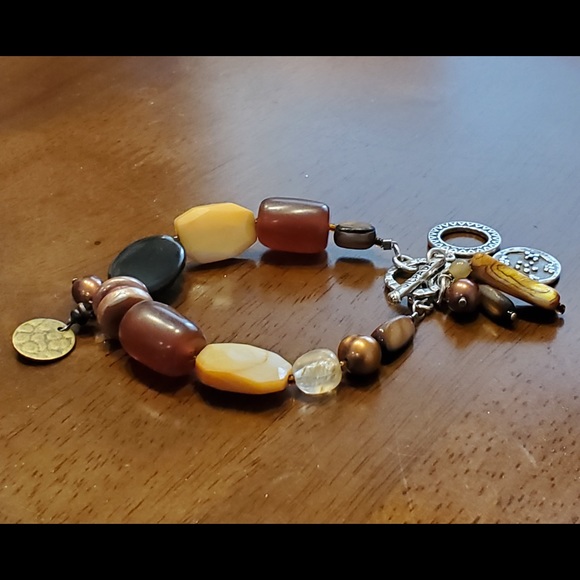 Silpada Stone Bead Pearl Shell Toggle Bracelet 925 - Picture 14 of 16